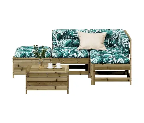 5-Daļīgs Dārza Atpūtas Mēbeļu Komplekts Ar Matračiem, Priede Vidaxl