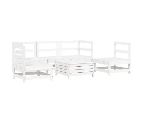 6-Daļīgs Dārza Dīvānu Komplekts, Balts Priedes Masīvkoks Vidaxl