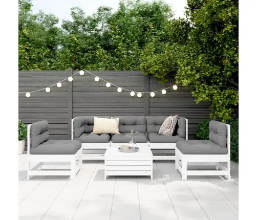 6-Daļīgs Dārza Dīvānu Komplekts, Balts Priedes Masīvkoks Vidaxl