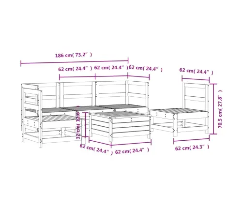 6-Daļīgs Dārza Dīvānu Komplekts, Egles Masīvkoks Vidaxl
