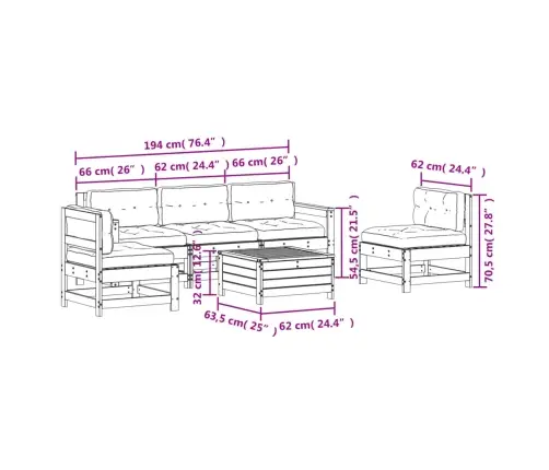 6-Osaline Aiamööbli Komplekt Patjadega, Ebatsuuga Puit