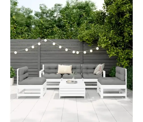 6-Daļīgs Dārza Dīvānu Komplekts, Balts Priedes Masīvkoks Vidaxl