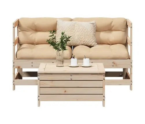 Sodo Sofos Komplektas, 3 Dalių, Pušies Medienos Masyvas