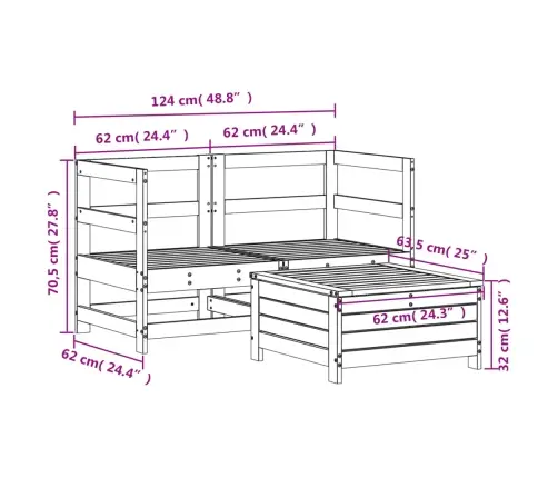 Sodo Sofos Komplektas, 3 Dalių, Douglas Eglės Masyvas