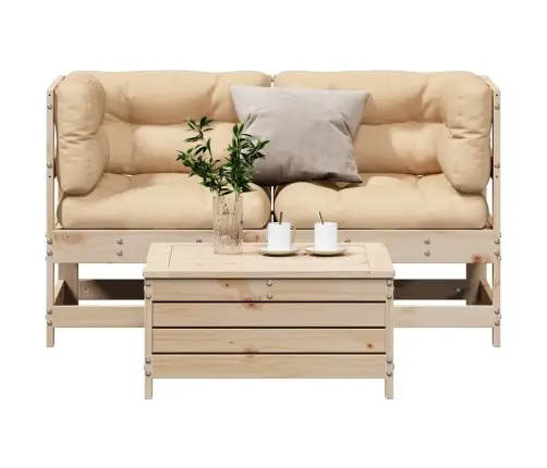 3-Daļīgs Dārza Atpūtas Mēbeļu Komplekts Ar Matračiem, Priede Vidaxl