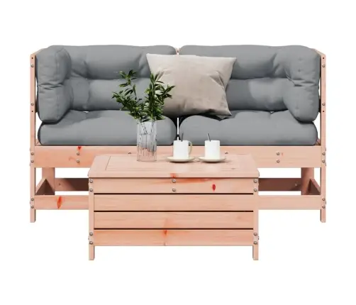 3-Osaline Aiamööbli Komplekt Patjadega, Ebatsuuga Puit