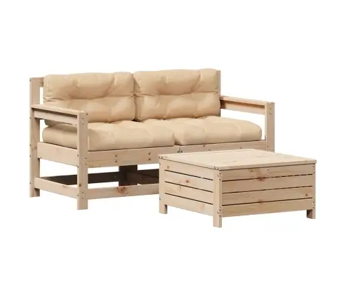 3-Osaline Aiamööblikomplekt Istmepatjadega, Männipuit