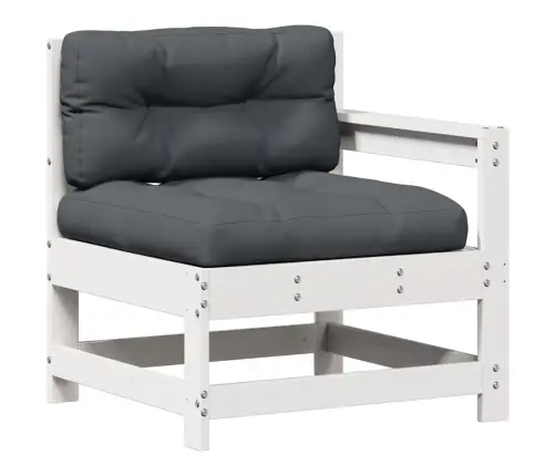 3-Osaline Aiamööblikomplekt Patjadega, Valge, Toekas Männipuit