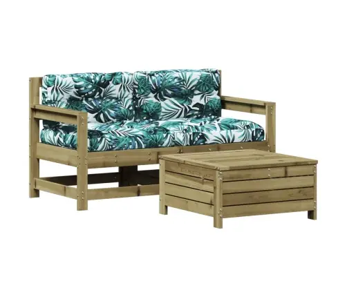 3-Osaline Aiamööbli Komplekt Patjadega, Immutatud Männipuit