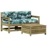 3-Osaline Aiamööbli Komplekt Patjadega, Immutatud Männipuit