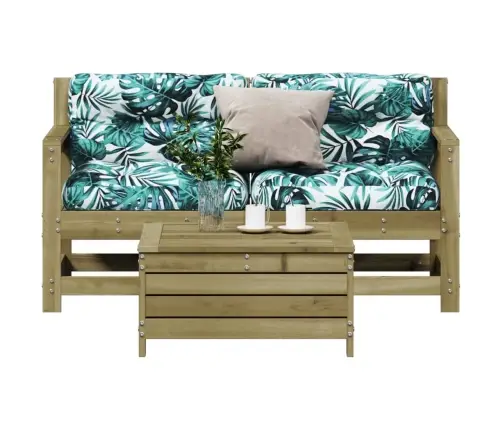 3-Osaline Aiamööbli Komplekt Patjadega, Immutatud Männipuit