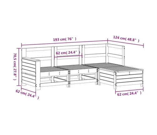 4-Daļīgs Dārza Dīvānu Komplekts, Egles Masīvkoks Vidaxl