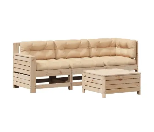 4-Daļīgs Dārza Atpūtas Mēbeļu Komplekts Ar Matračiem, Priede Vidaxl