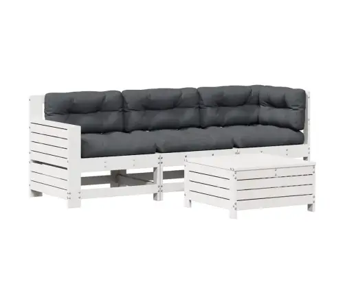 Sodo Komplektas Su Pagalvėlėmis, 4 Dalių, Baltas, Pušis