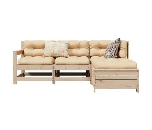 Sodo Sofos Komplektas, 4 Dalių, Pušies Medienos Masyvas