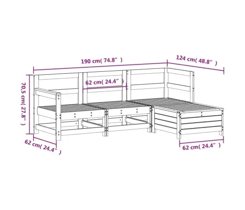 4-Osaline Aiadiivani Komplekt, Valge, Männipuit