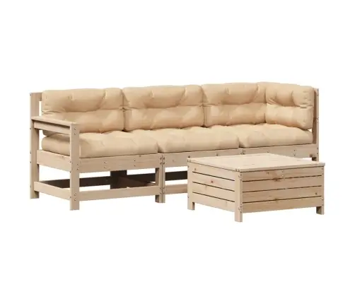 4-Osaline Aiamööblikomplekt Istmepatjadega, Männipuit