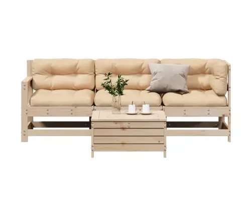 4-Osaline Aiamööblikomplekt Istmepatjadega, Männipuit