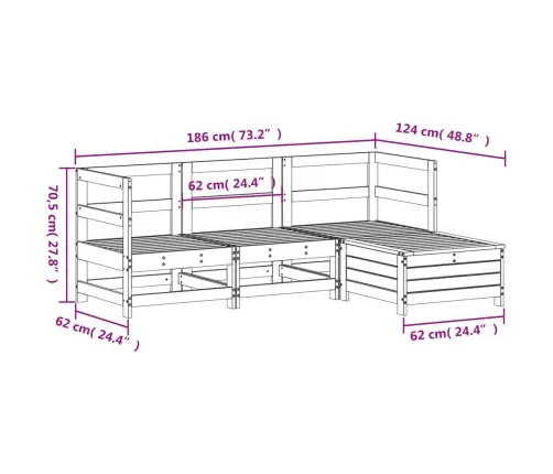 Sodo Sofos Komplektas, 4 Dalių, Pušies Medienos Masyvas