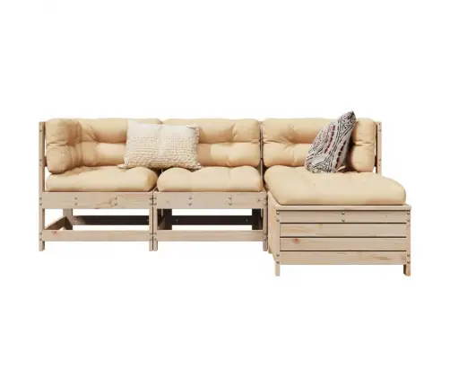 Sodo Sofos Komplektas, 4 Dalių, Pušies Medienos Masyvas