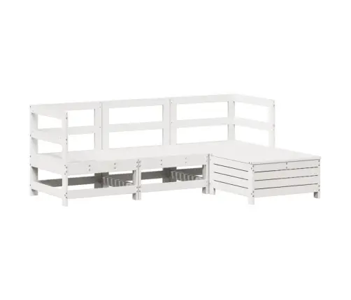 4-Daļīgs Dārza Dīvānu Komplekts, Priedes Masīvkoks, Balts Vidaxl