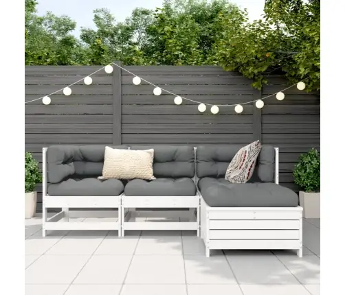 4-Daļīgs Dārza Dīvānu Komplekts, Priedes Masīvkoks, Balts Vidaxl