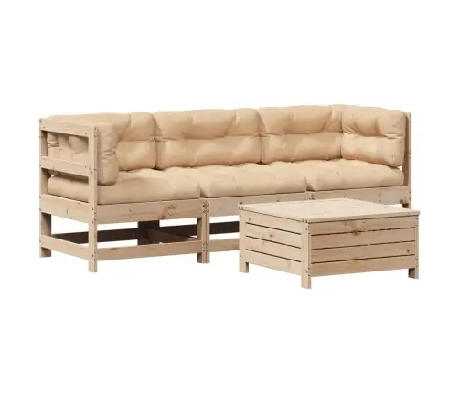 4-Daļīgs Dārza Atpūtas Mēbeļu Komplekts Ar Matračiem, Priede Vidaxl