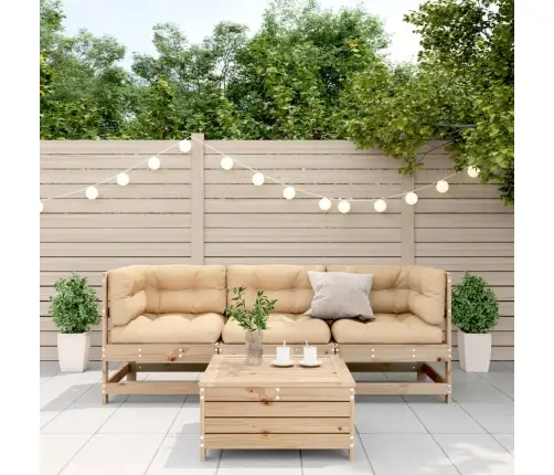 4-Daļīgs Dārza Atpūtas Mēbeļu Komplekts Ar Matračiem, Priede Vidaxl