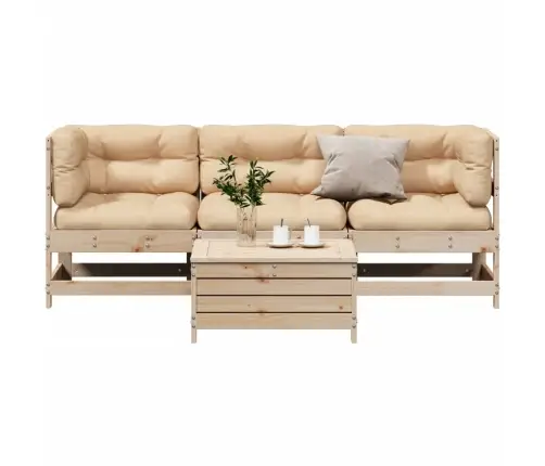 4-Daļīgs Dārza Atpūtas Mēbeļu Komplekts Ar Matračiem, Priede Vidaxl