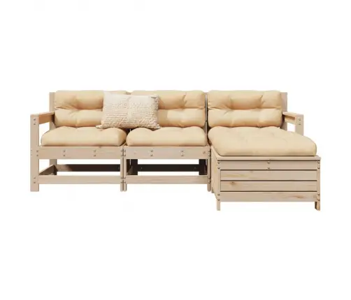 Sodo Sofos Komplektas, 4 Dalių, Pušies Medienos Masyvas