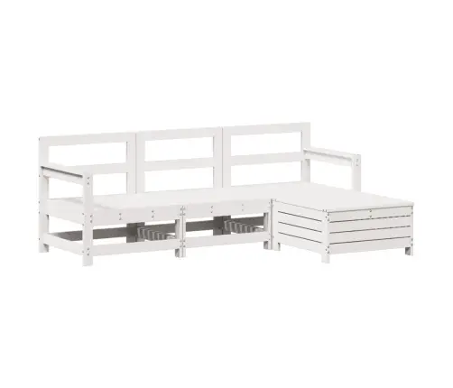 4-Daļīgs Dārza Dīvānu Komplekts, Priedes Masīvkoks, Balts Vidaxl