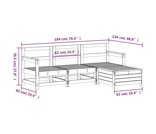 4-Daļīgs Dārza Dīvānu Komplekts, Impregnēts Priedes Koks Vidaxl