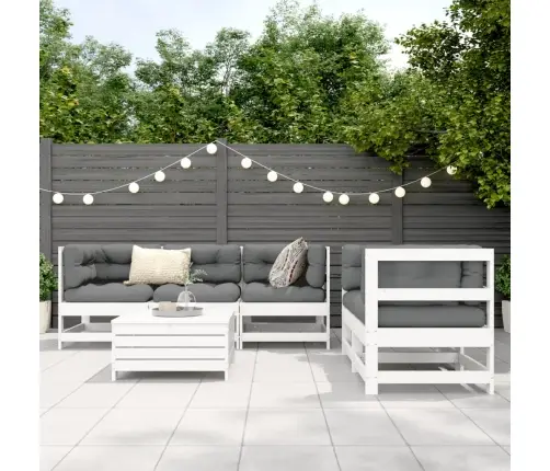 6-Daļīgs Dārza Dīvānu Komplekts, Balts Priedes Masīvkoks Vidaxl