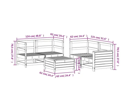 5-Osaline Aiadiivani Komplekt, Valge, Männipuit