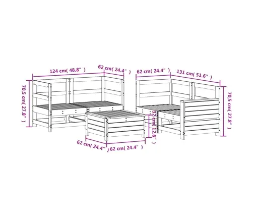 5-Daļīgs Dārza Dīvānu Komplekts, Impregnēts Priedes Koks Vidaxl