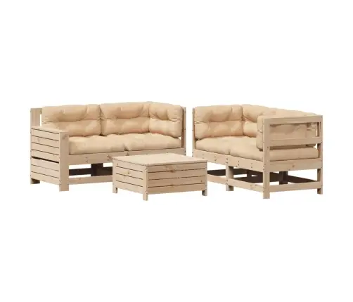 5-Osaline Aiamööbli Komplekt Patjadega, Männipuit