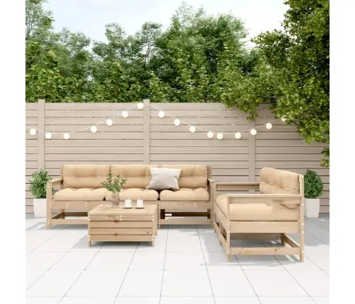 6-Daļīgs Dārza Mēbeļu Komplekts Ar Matračiem, Priedes Koks Vidaxl