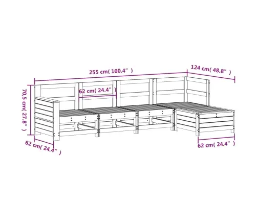 5-Osaline Aiadiivani Komplekt, Valge, Männipuit