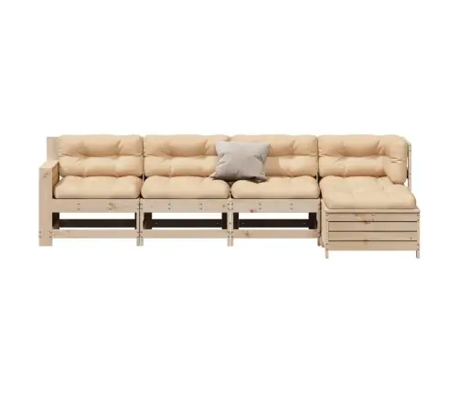 5-Osaline Aiamööbli Komplekt Patjadega, Männipuit