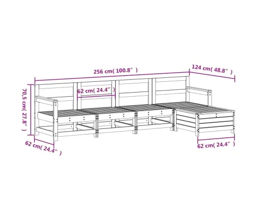 5-Osaline Aiadiivani Komplekt, Immutatud Männipuit