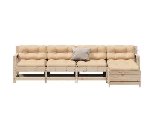 5-Daļīgs Dārza Mēbeļu Komplekts Ar Matračiem, Priedes Koks Vidaxl