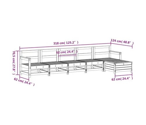 6-Daļīgs Dārza Dīvānu Komplekts, Egles Masīvkoks Vidaxl