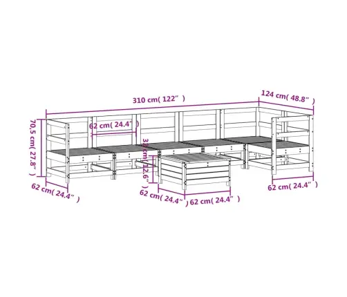 7-Osaline Aiadiivani Komplekt, Valge, Männipuit