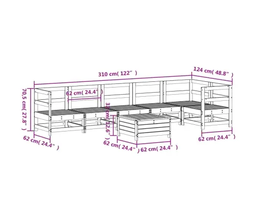 7-Daļīgs Dārza Dīvānu Komplekts, Egles Masīvkoks Vidaxl