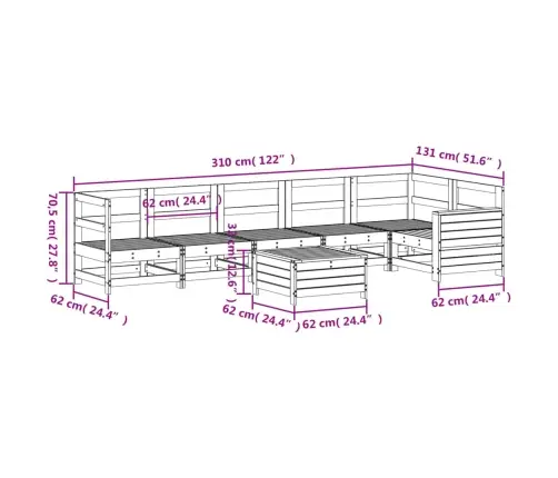 7-Daļīgs Dārza Dīvānu Komplekts, Priedes Masīvkoks Vidaxl