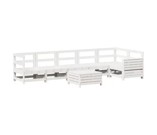 7-Daļīgs Dārza Dīvānu Komplekts, Priedes Masīvkoks, Balts Vidaxl