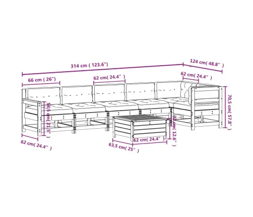 Sodo Komplektas Su Pagalvėlėmis, 7 Dalių, Pušies Masyvas