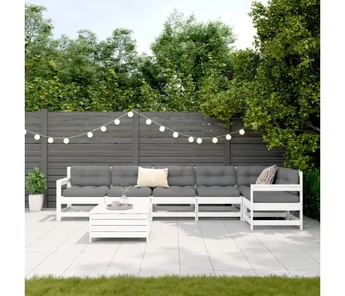 7-Daļīgs Dārza Dīvānu Komplekts, Priedes Masīvkoks, Balts Vidaxl