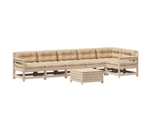 7-Daļīgs Dārza Atpūtas Mēbeļu Komplekts Ar Pelēkiem Matračiem Vidaxl