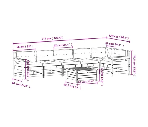 7-Daļīgs Dārza Atpūtas Mēbeļu Komplekts Ar Matračiem, Egle Vidaxl